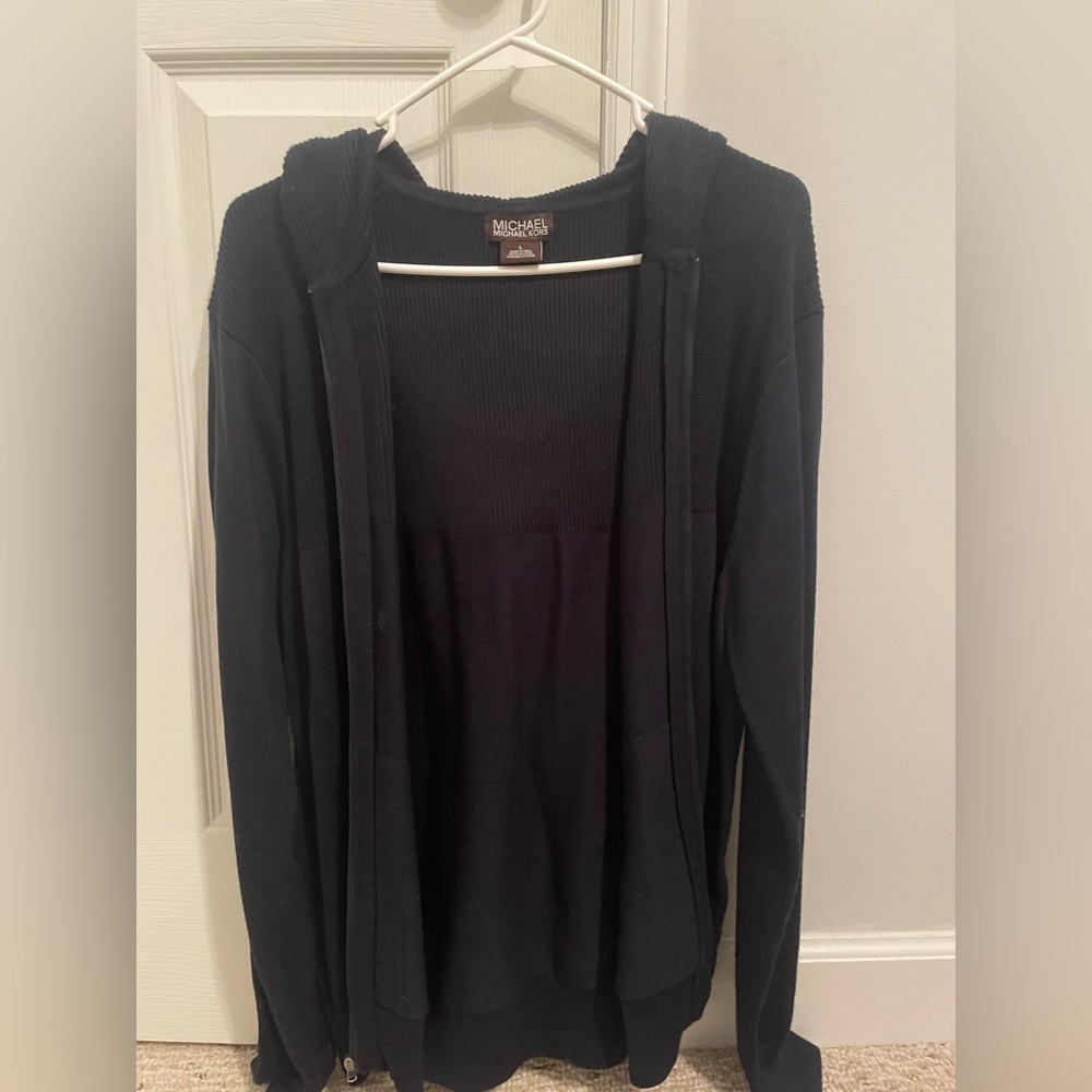 Navy Michael Michael Kors Zip-Up Wool Jacket